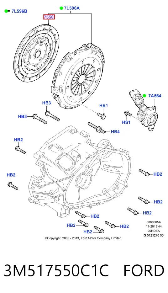 Disco de embrague 3M517550C1C Ford
