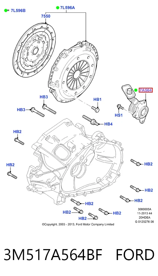 Desembrague central, embrague 3M517A564BF Ford