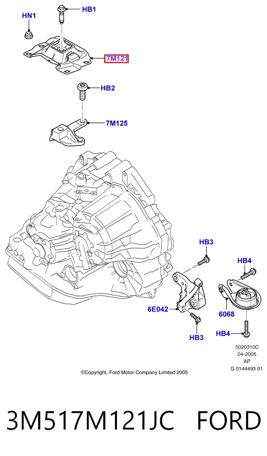 Taco de caja de cambios 3M517M121JC Ford