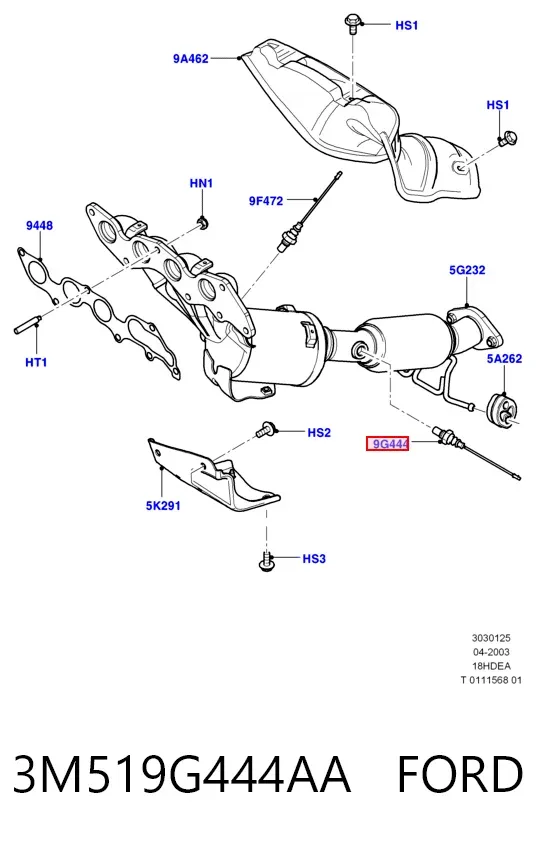 Sonda lambda de oxígeno posterior al catalizador 3M519G444AA Ford