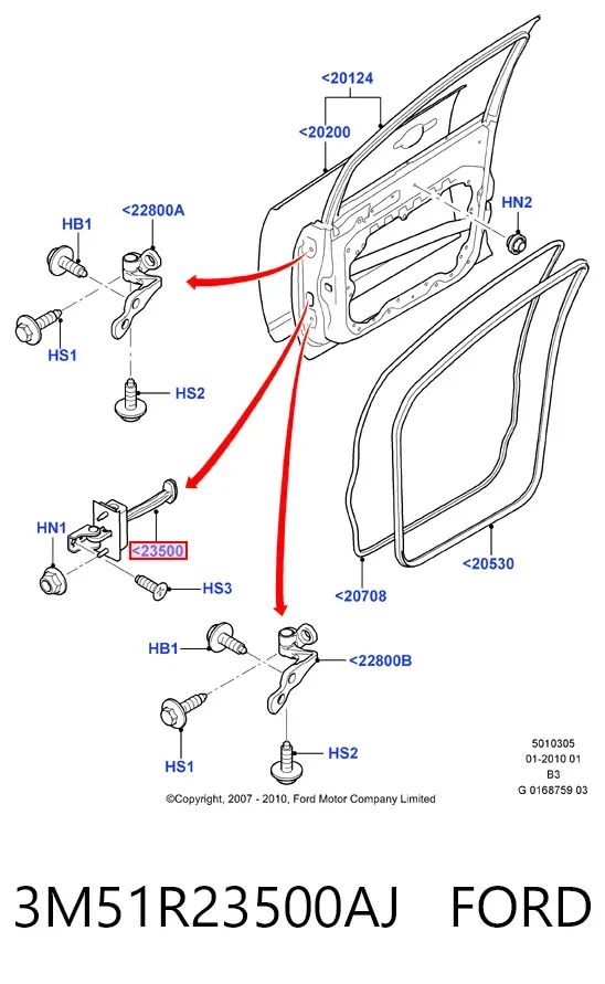 Limitador de apertura de puerta delantera 3M51R23500AJ Ford