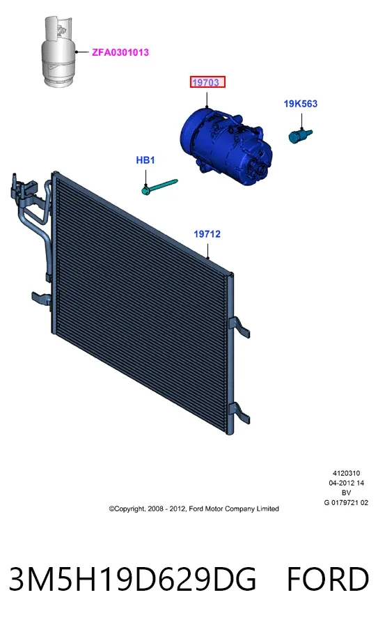 Compresor de aire acondicionado 3M5H19D629DG Ford