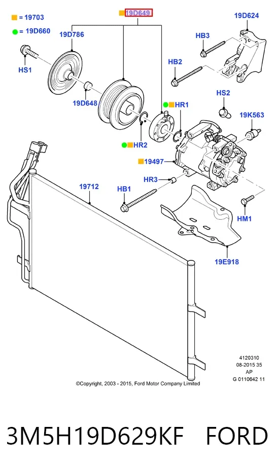 Compresor de aire acondicionado 3M5H19D629KF Ford