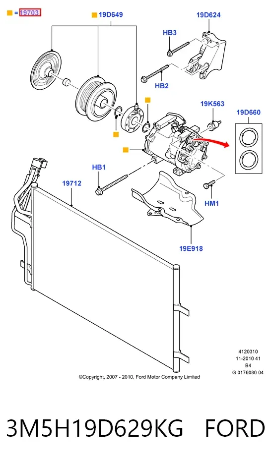 Compresor de aire acondicionado 3M5H19D629KG Ford
