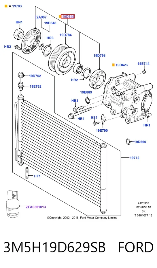 Compresor de aire acondicionado 3M5H19D629SB Ford