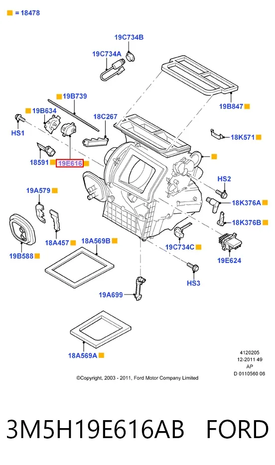 Actuador de compuerta de la calefacción 3M5H19E616AB Ford