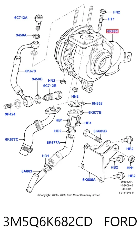Turbocompresor 3M5Q6K682CD Ford