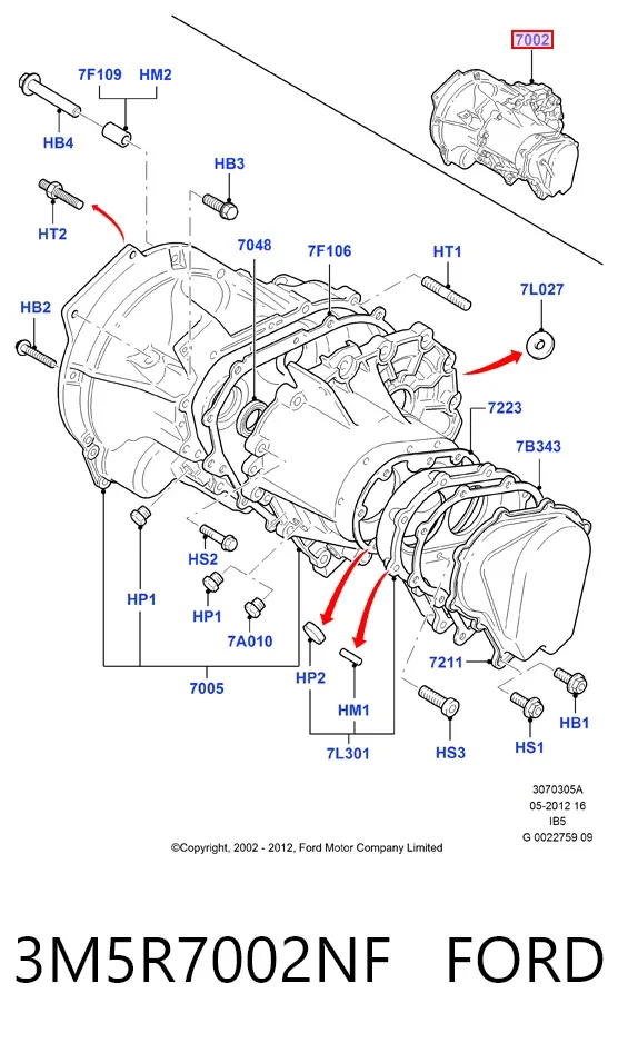 Caja de cambios 3M5R7002NF Ford