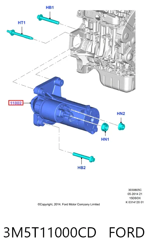Motor de arranque 3M5T11000CD Ford