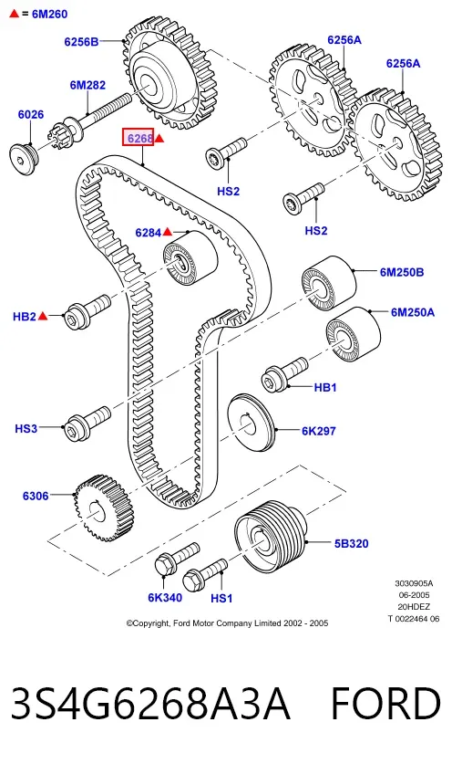 Correa distribución 3S4G6268A3A Ford