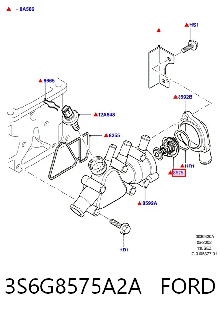 Termostato 3S6G8575A2A Ford