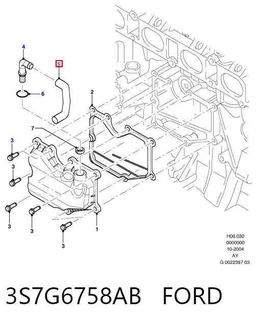 Tubo de ventilación del cárter 3S7G6758AB Ford