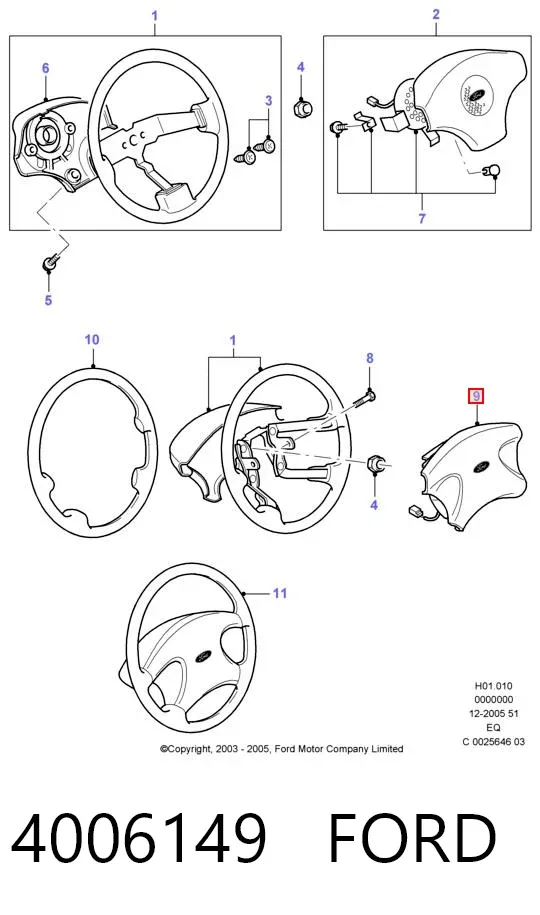 Airbag de volante 4006149 Ford