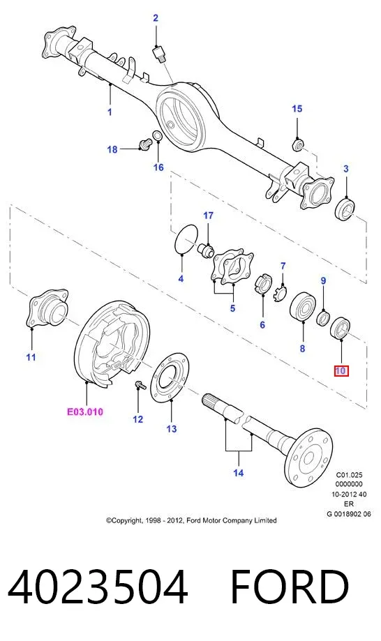 Retén del semieje trasero 4023504 Ford