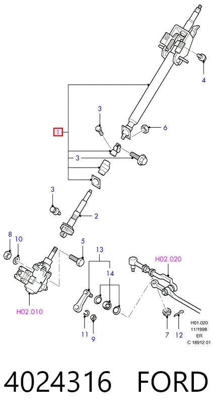 Columna dirección Ford Ranger ER
