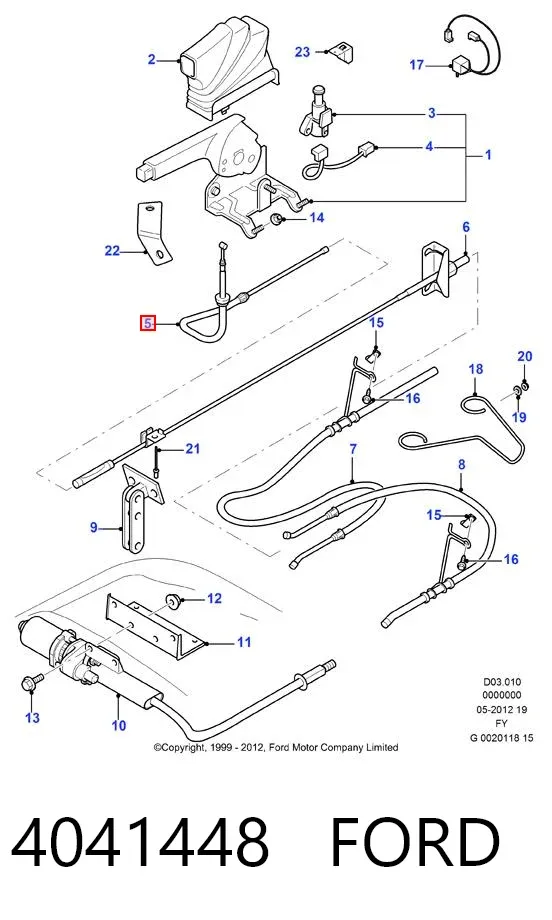 Cable de freno de estacionamiento delantero 4041448 Ford