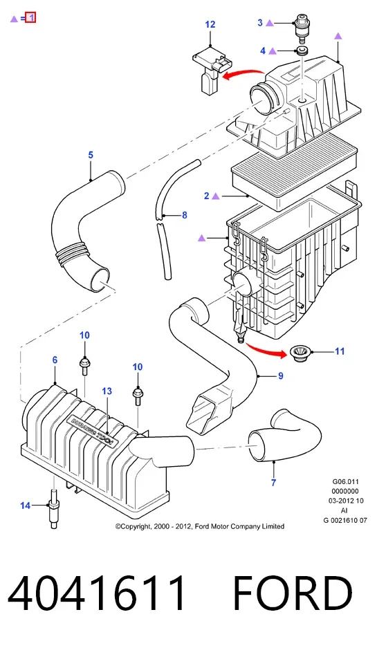 Caja del filtro de aire Ford Transit V