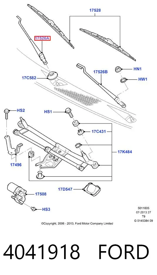 Brazo del limpiaparabrisas 4041918 Ford