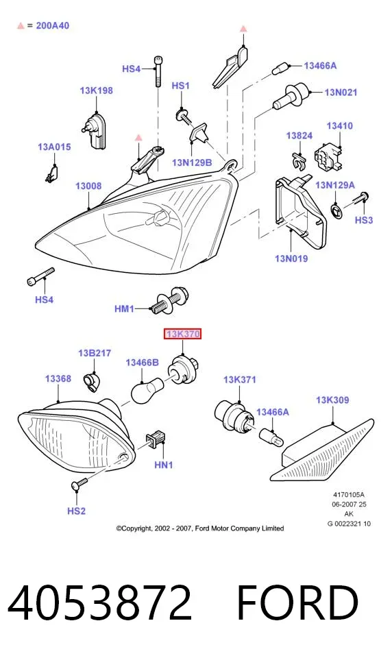 Portalámparas de faro 4053872 Ford