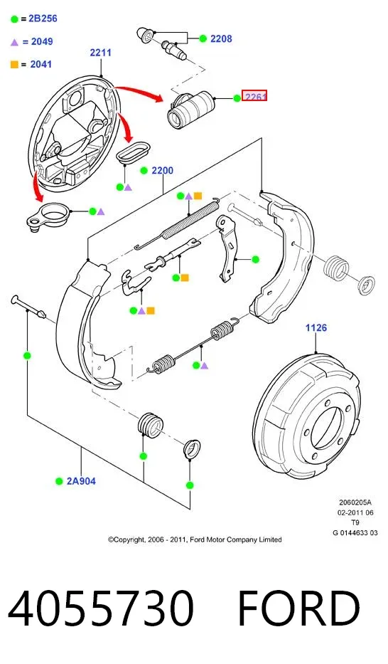 Cilindro de freno de rueda trasera 4055730 Ford