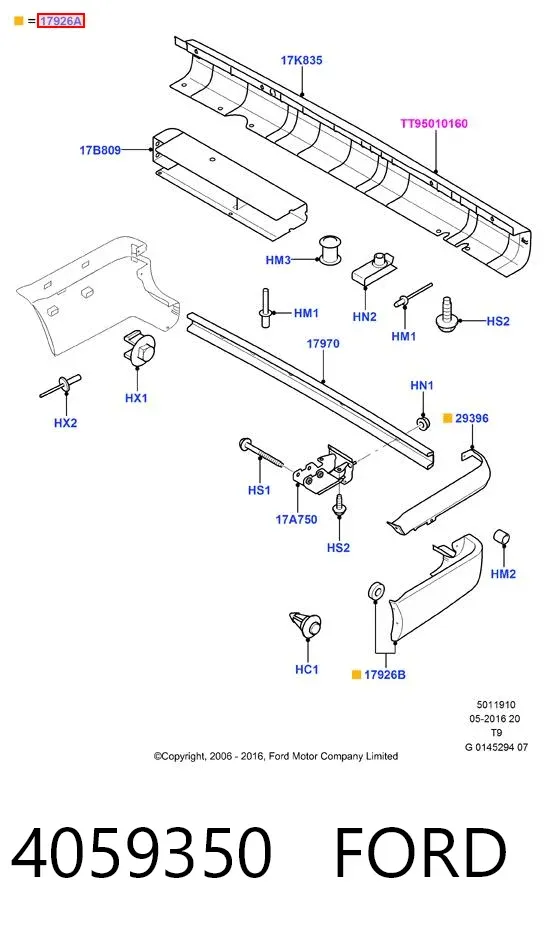 Parachoques trasero, parte izquierda 4059350 Ford