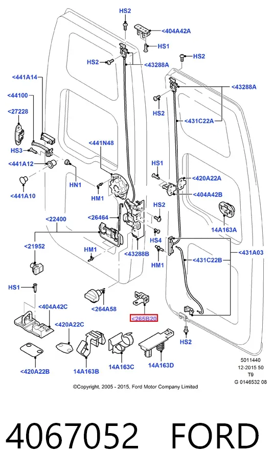 Bisagra inferior izquierda de puerta trasera batiente 4067052 Ford