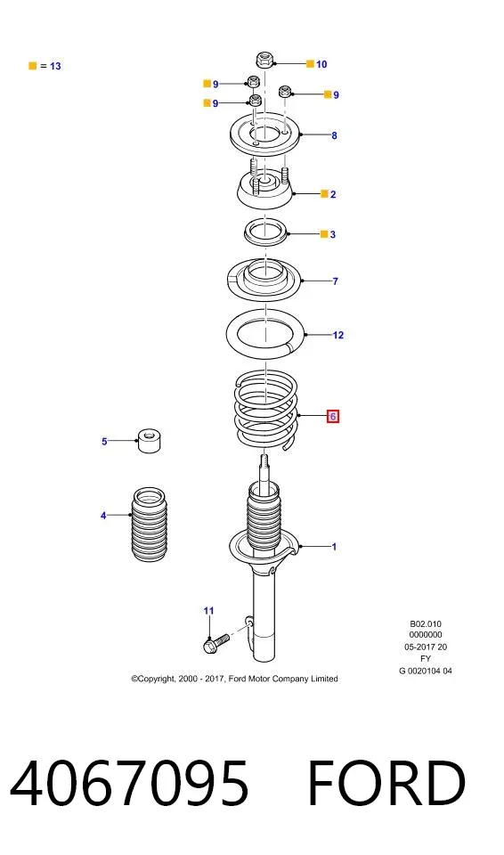 Muelle delantero 4067095 Ford