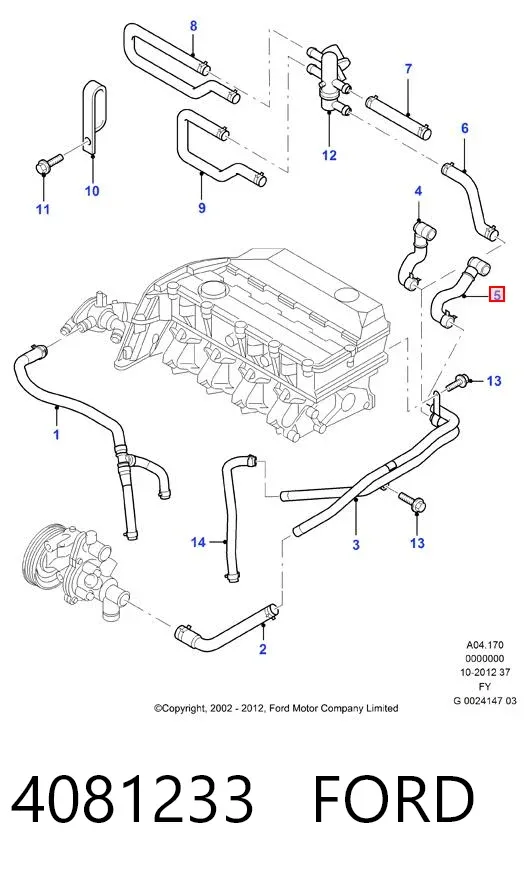 Manguera de calefacción, retorno 4081233 Ford