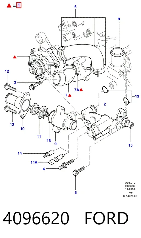 Bomba de agua 4096620 Ford