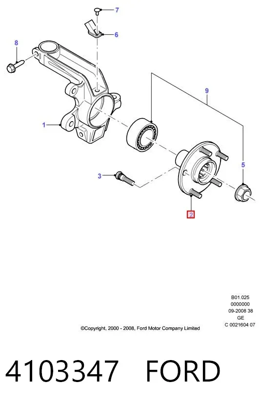 Buje de rueda delantero 4103347 Ford