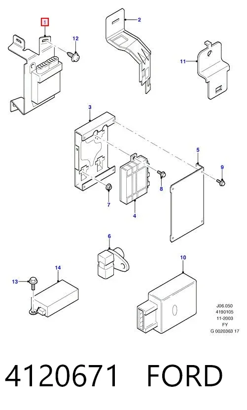 Módulo de control de airbag 4120671 Ford