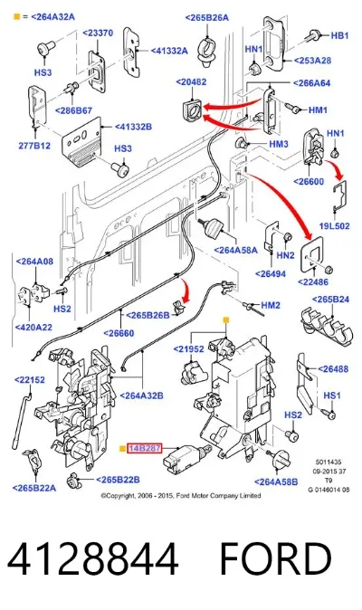 Cerradura de puerta lateral corrediza derecha FORD 4128844