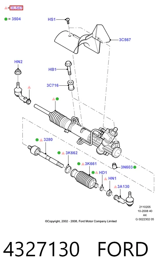 Cremallera de dirección 4327130 Ford