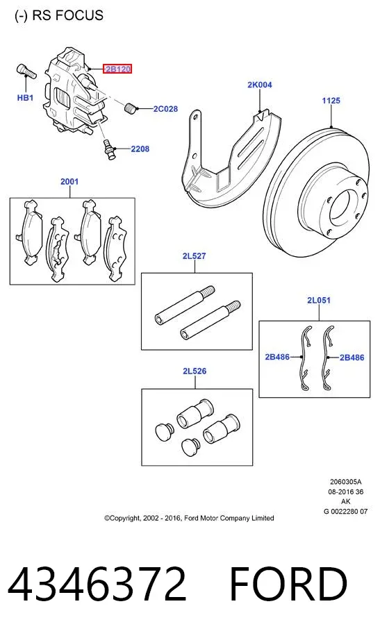 Pinza de freno delantera derecha 4346372 Ford