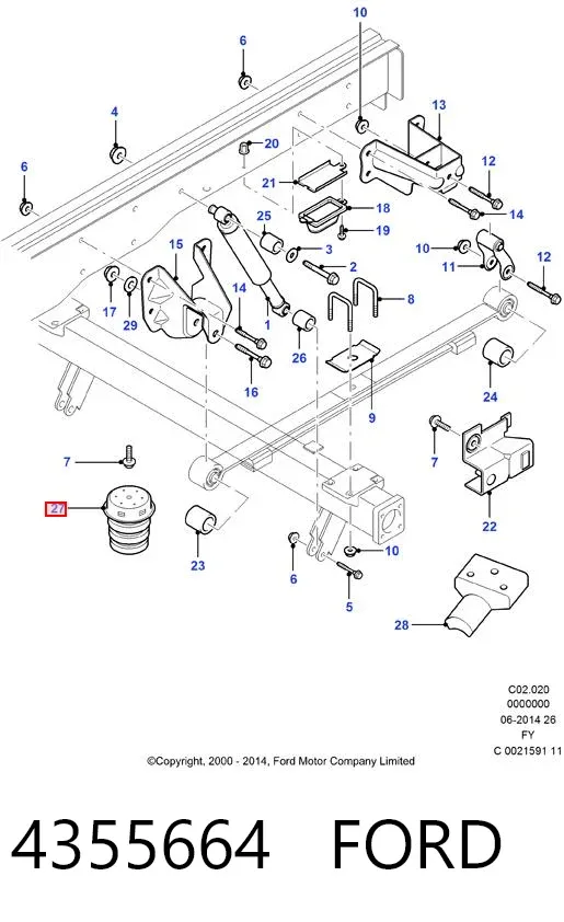 Tope de ballesta trasera 4355664 Ford
