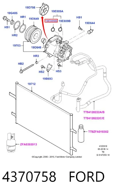 Anillo de sellado de tubería de aire acondicionado FORD 4370758