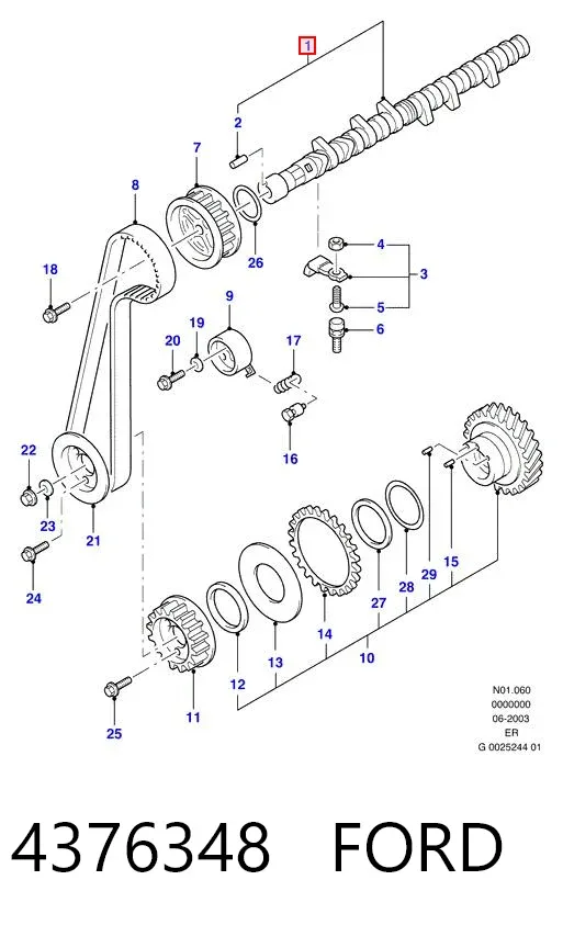 Árboles de levas 4376348 Ford