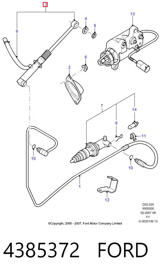 Cilindro maestro de embrague 4385372 Ford