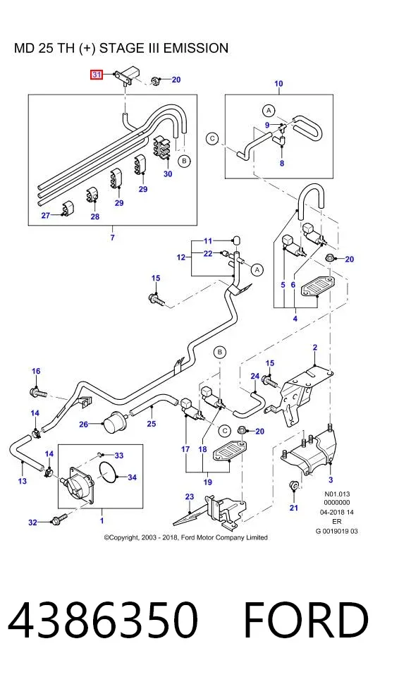 Sensor de presión de sobrealimentación 4386350 Ford