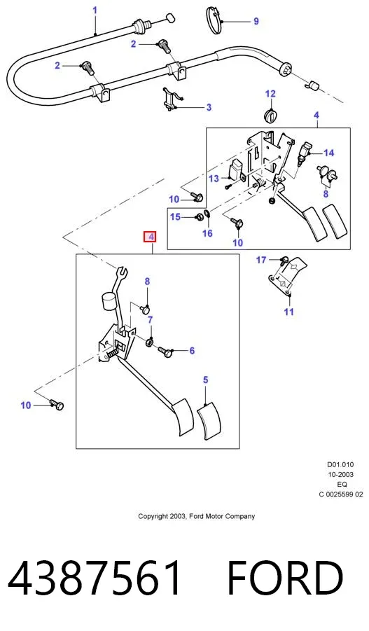Pedal del acelerador 4387561 Ford
