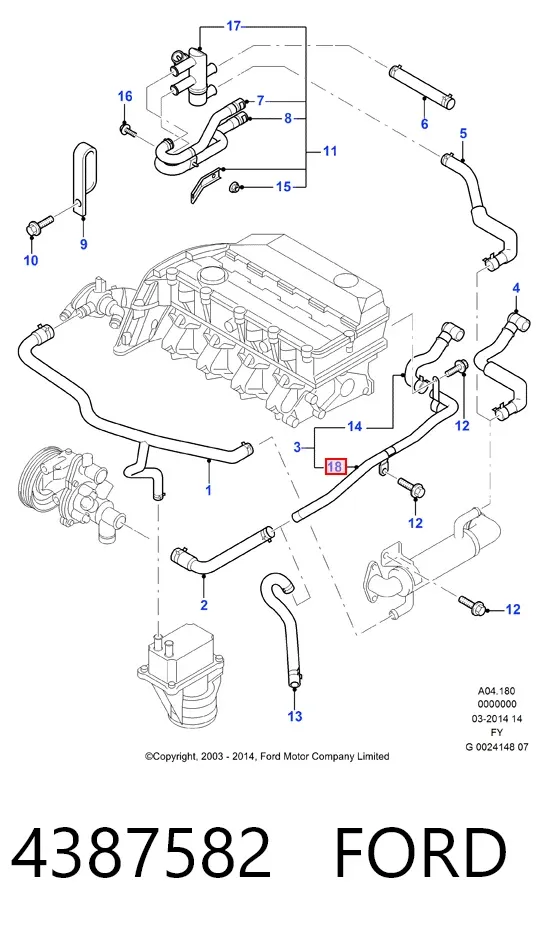 Manguera radiador 4387582 Ford