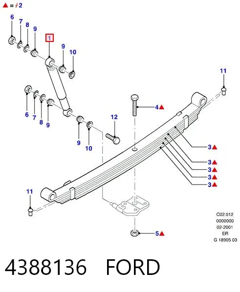 Amortiguador trasero 4388136 Ford