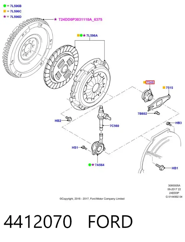 Cojinete de embrague 4412070 Ford
