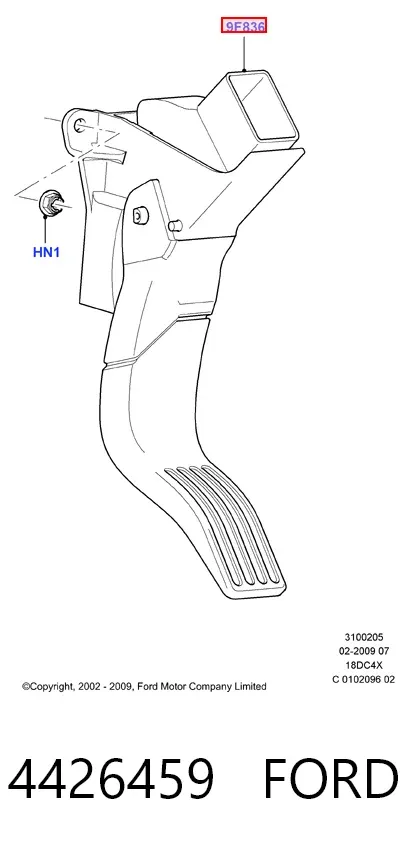 Pedal del acelerador 4426459 Ford