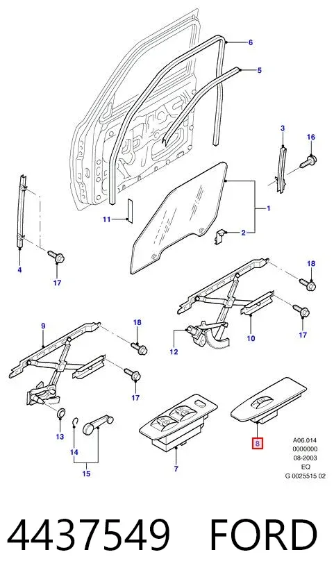 Botón de encendido del motor del elevalunas delantero izquierdo 4437549 Ford