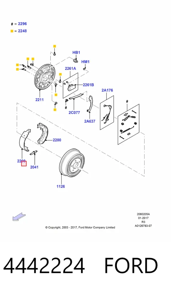 Zapatas de freno 4442224 Ford
