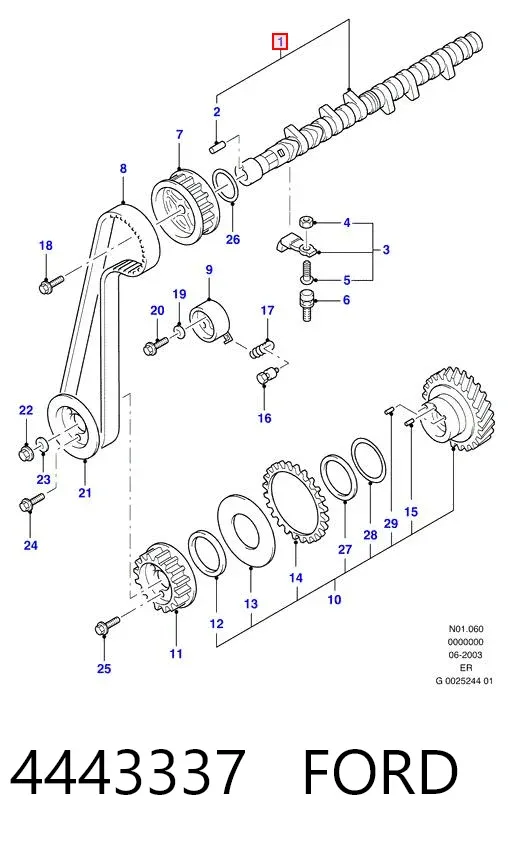 Árboles de levas 4443337 Ford