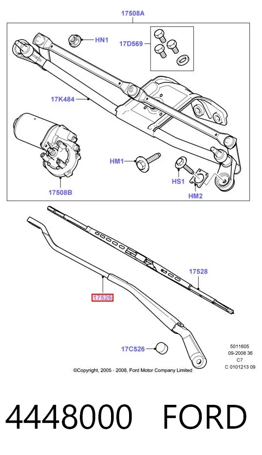 Brazo del limpiaparabrisas 4448000 Ford
