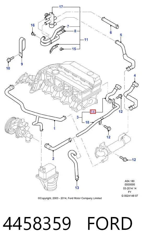 Manguera de calefacción, retorno 4458359 Ford