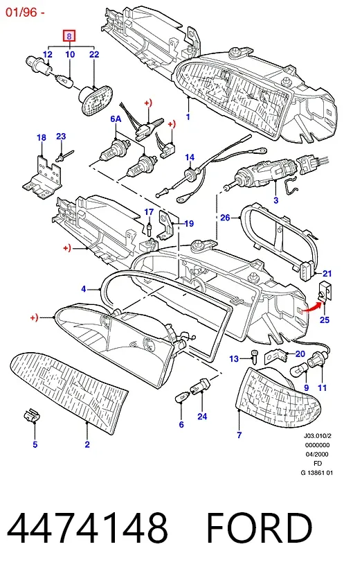 Luz intermitente de guardabarros 4474148 Ford